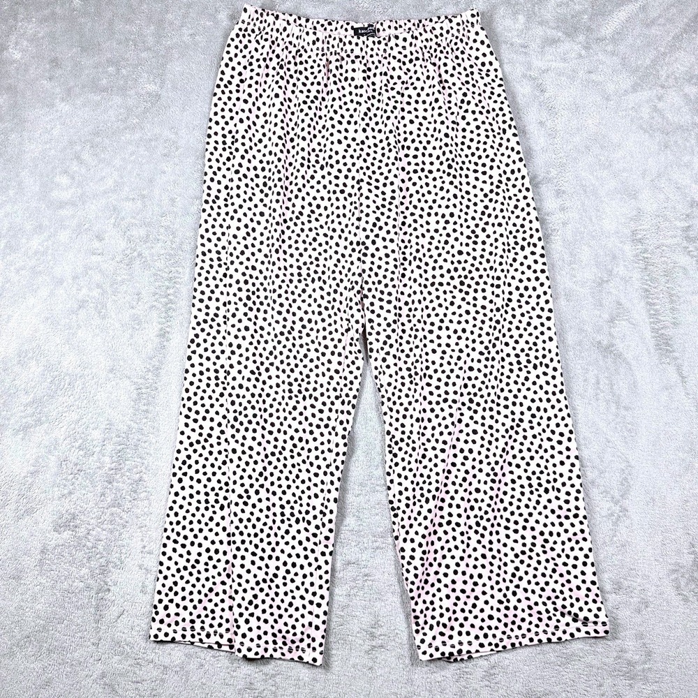 Kate Spade New York Women's M‎ Black Dot Print Cropped Wide Leg Pull On Pants
